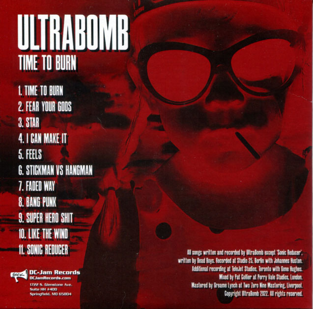 UltraBomb — Time To Burn album CD sleeve back