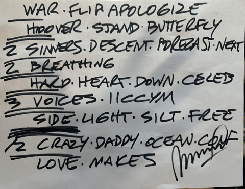 Handwritten setlist: Empty Bottle, Chicago IL, 25 Jul 2024